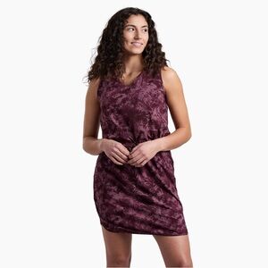 Kuhl Vantage Dress Shelf Bra Pockets Drawstring in Mauve Print Size M